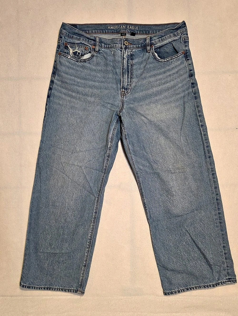 American Eagle Stovepipe Girls Size 14 Blue Jeans High Rise Straight Leg